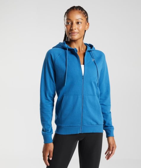 Women's Gymshark Training Zip Hoodie Blue | CA 6N573D